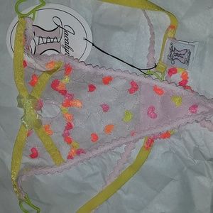 For Love and Lemons Jacalyn Bennett Tossed Heart Thong Sz Small